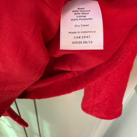 EUC Talbots Bold Red Military Style Wool Pea Coat SZ 14. Worn once; now too big. - Picture 3 of 11